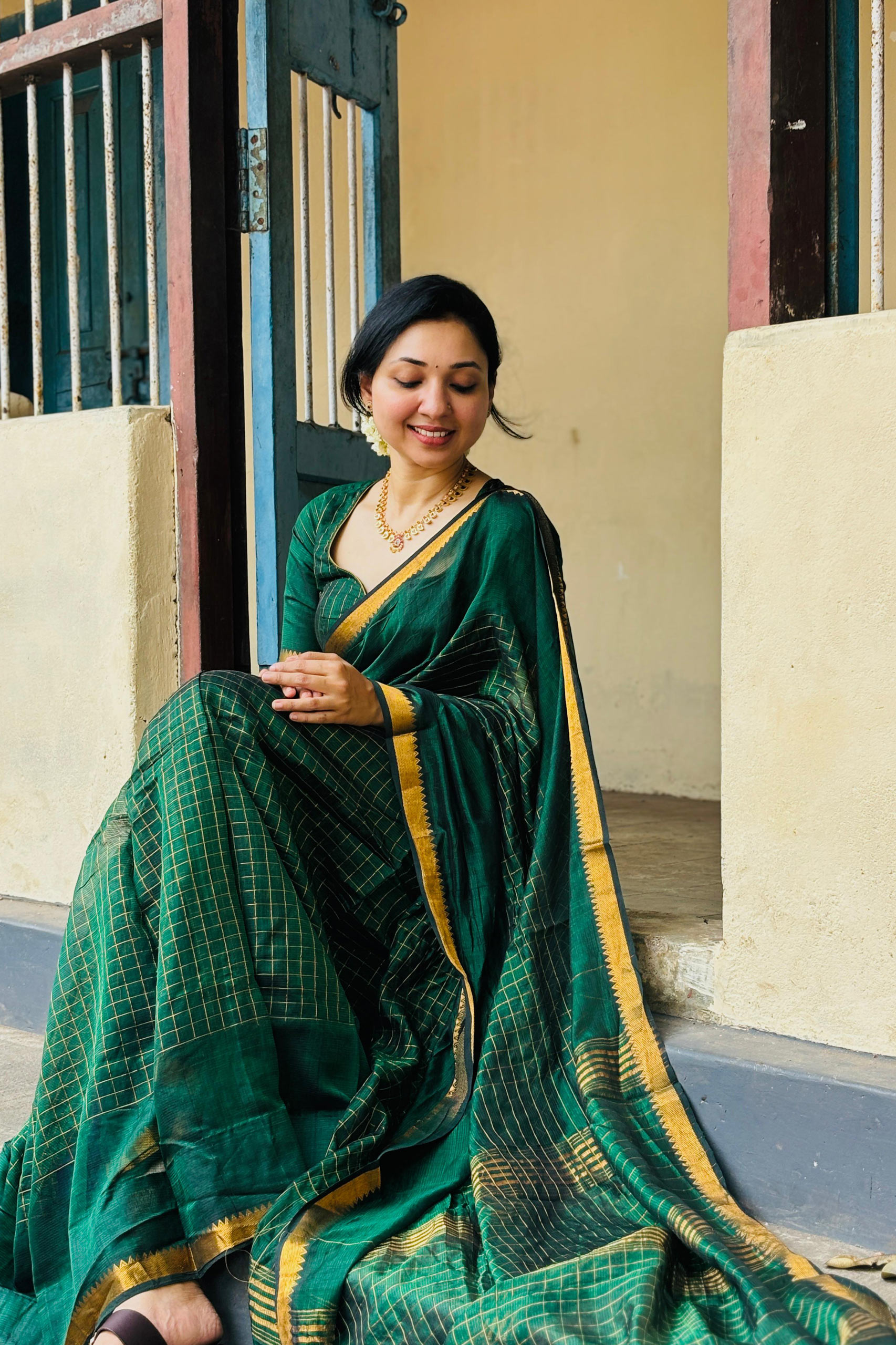 Mangalagiri Green Saree