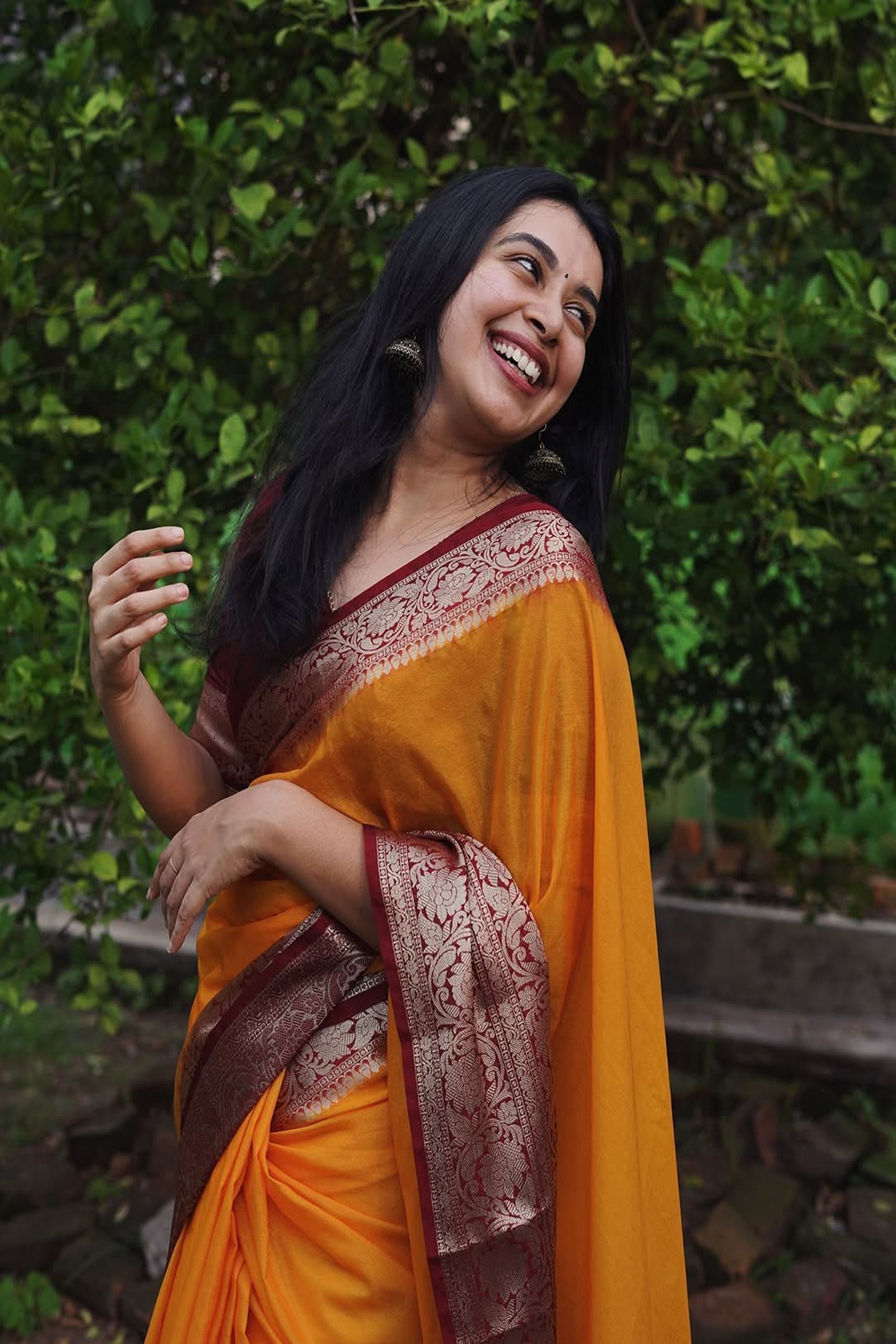 Banarasi Georgette Orange Saree