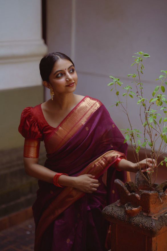 Maheswari Purple Saree