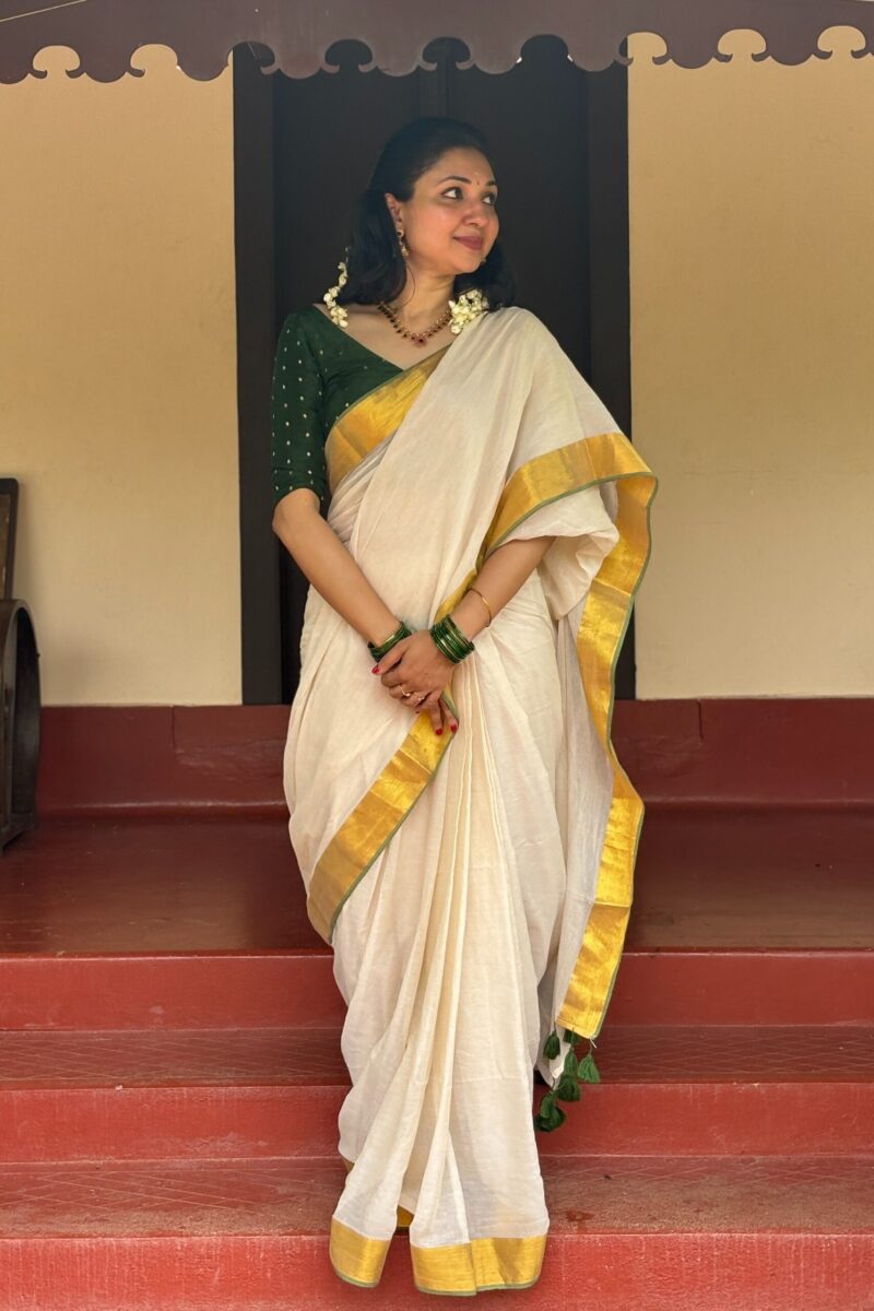 Mul Cotton Saree Green