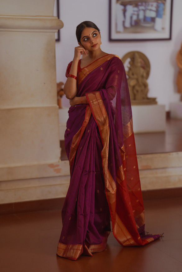 Maheswari Purple Saree
